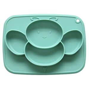 Suction Toddler Plates, Food-Grade Silicone Divided Placemat for Babies Infants Toddlers Kids Dishes, Stick to High Chair Trays and Table,Microwave Dishwasher Safe (Cute Bee, Baby Green)