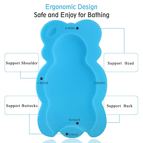 KECUCO Baby Bath Cushion Infant Bath Sponge Bath Mat, Baby Bath Pad Bath Sponge for Toddler Infant Newborn (Blue-Style4) | The Storepaperoomates Retail Market - Fast Affordable Shopping