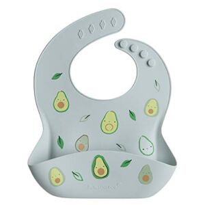 Loulou Lollipop Soft, Waterproof Silicone Feeding Bib for Babies and Toddlers 3 to 36 Months, Easy to Clean, Adjustable Fit and Catch-All Pouch – Avocado