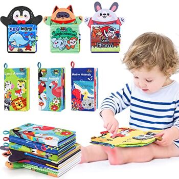 iPlay, iLearn Soft Baby Books, Infant Touch & Feel Cloth Book Set, Toddler Fabric Crinkle Sensory Toys, Carseat Toy, Newborn Birthday Christmas Stocking Gift for 6 9 12 18 Month, 1 2 Year Old Boy Girl | The Storepaperoomates Retail Market - Fast Affordable Shopping