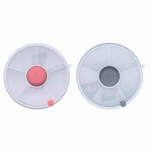 2 Pack GoBe Kids Snack Spinner – Grey/Coral – Reusable Snack Container with 5 Compartment Dispenser and Lid – Leakproof, Spill-proof – For Toddlers, Babies, Home, Travel