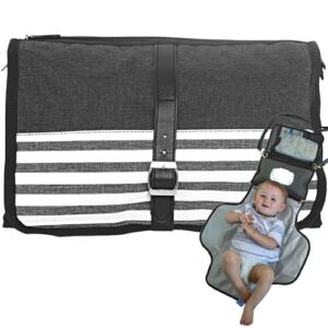 Travel Changing Pad, Diaper Clutch Bag, Portable Diaper Changing Pad w/Adjustable Shoulder Strap & Wipes Holder, Small Diaper Bag w/Large Mat for Toddler, Baby Changing Pad Portable