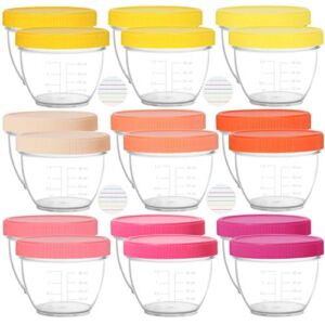 Youngever 18 Sets Baby Food Storage, 2 Ounce Baby Food Containers with Lids, 9 Pink Colors, with Lids Labels