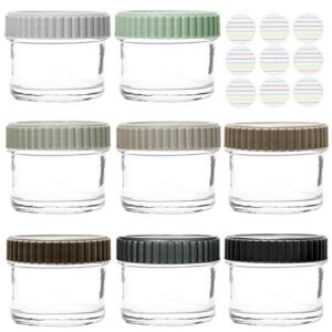 Youngever Glass Baby Food Storage, 4 Ounce Stackable Baby Food Glass Containers with Airtight Lids, Glass Jars with Lids, 8 Urban Colors (8 Sets)