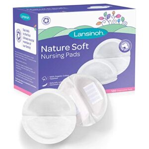 Lansinoh Nature Soft Disposable Nursing Pads with Organic Cotton Outer Layer, 120 Count