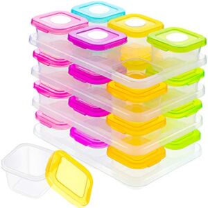 24 Pieces Baby Food Storage Freezer Containers, 4 oz Plastic Baby Food Jars with Leakproof Lids, Small Baby Blocks Snack Containers and White Sticker Label for Infant Babies