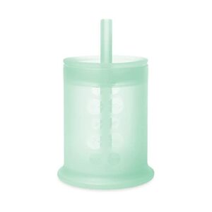Olababy Silicone Training Cup with Straw Lid |Water Drinking Cup For Babies | 6+ Mo Infant To 12-18 Months Toddler | Sippy Cup For Kids & Smoothie Cup | Baby Led Weaning Supplies & Baby Shower Gifts