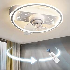IBalody 3 Speed Mute Ceiling Fan Light Modern White Fan Lamp Dimmable LED Ceiling Fan with Lights Flush Mount Fan Light Indoor Creative Fan Ceiling Light with Remote for Bedroom Living Room