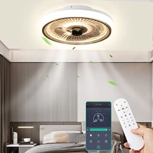 Ceiling Fans with lights, Modern Dimmable Low Profile ceiling fan with Remote Control, LED Ceiling Fan 3 Colors & 6-Speeds with Memory & Timming function for Bedroom Kids Room Living Room