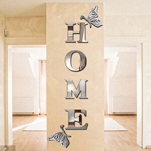 Acrylic Home Sign Letters Wall Decor, Acrylic Mirror Wall Stickers Family Wall Decoration for Living Room Bedroom Home Hallway(63 x 11.8In,Silver)