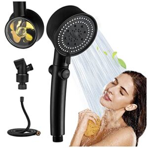 Fuxiste Shower Head With Handheld- High Pressure Shower Heads 6 Functions Built Handheld Turbo Fan Shower Hydro Jet Shower Head Kit Detachable Shower Head With Hose Black