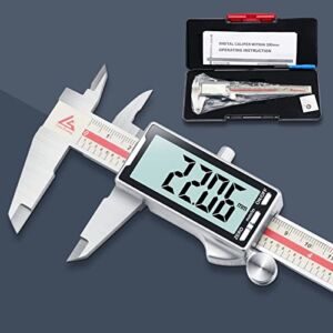 Sanliang Electronic Digital Caliper 0-6inch/150mm Stainless Steel Vernier Caliper Measuring Tool with Inch Metric Switch and Extra Large LCD Screen. (0-6 inch(0-150mm))