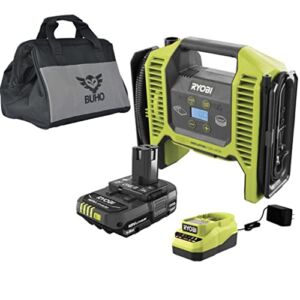 Cordless Dual Function Inflator/Deflator for High Pressure and High Volume Applications with 18-Volt Lithium-ion Battery, 18V Charger and Buho Tool Bag