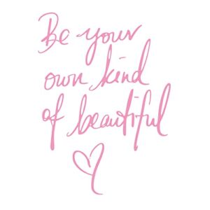 Be Your Own Kind of Beautiful Vinyl Wall Decals Sayings Pink Art Lettering Wall Stickers Decor Wallpaper for Girls Women Bedroom Living Room Background Home Decoration