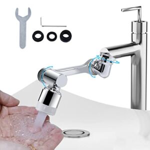 1080 Degree Rotating Faucet Aerator, Hesento Faucet Extender Universal Splash Filter Faucet, Dual Function Water Flow Swivel Kitchen Sink Faucet Aerator for Washing Face Eyewash and Gargle