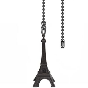 Eiffel Tower Ceiling Fan Chain Extension, Pull Chains for Ceiling Fans and Lights, Light Fixture Pull String Ornaments Fan Pulls Decorative(ORB Black)