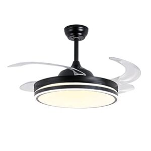 Lisusut Modern PMMA Invisible Fan Light Simplicity Acrylic Trichromatic Dimming Fan Chandelier LED Home Remote Control Ceiling Fan Lamp for Living Room Villa Bedroom Dining Room