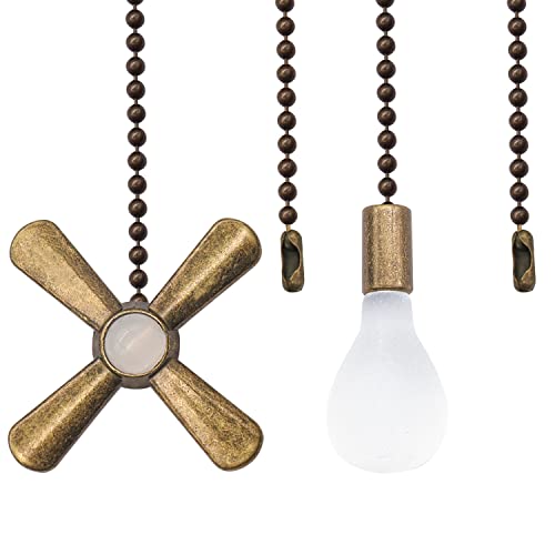 Taiss 2PCS Ceiling Fan Pulls,Ceiling Fan Pull Chain 12inch Pull Chains for Ceiling Fans and Lights,Fan Pull Chain,Ceiling Fan Light Pull Chain Extension with Decorative lamp Bulb and Fan (coppery) | The Storepaperoomates Retail Market - Fast Affordable Shopping