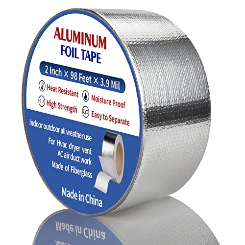 Aluminum Tape,Fiber Glass Cloth Foil Tape,2In×98Ft×3.9Mil Sealing Patching HVAC Dryer Vent AC Hot Cold Air Duct Tape,Moisture Proof Heat Resistant Aluminum Foil Tape for Duct Work. | The Storepaperoomates Retail Market - Fast Affordable Shopping