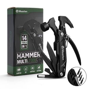 Gifts for Dad from Daughter Son Hammer Multitool Camping Accessories, 14 in 1 Hammer Outdoor Survival Tools for Men, Cool Gadgets Unique Gifts, Christmas Present Stocking Stuffer