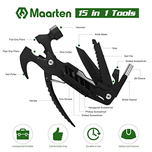 Gifts for Dad from Daughter Son Hammer Multitool Camping Accessories, 14 in 1 Hammer Outdoor Survival Tools for Men, Cool Gadgets Unique Gifts, Christmas Present Stocking Stuffer | The Storepaperoomates Retail Market - Fast Affordable Shopping