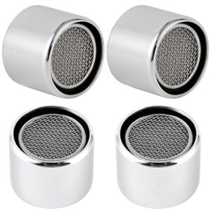 iFealClear 4 PCS Faucet Aerator, Kitchen Sink Aerator Faucet Filter with Solid Brass Shell, 55/64 inch Female Thread Water Saving Faucet Aerator with Gasket for Kitchen and Bathroom, Chrome