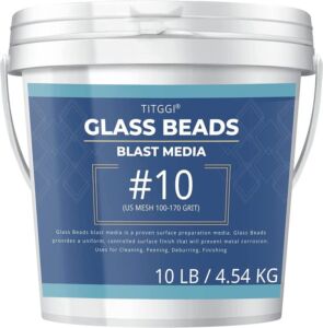 #10 (100-170 Grit) High Visibility Glass Bead Blasting Media (10 LBS/4.54kKG), Premium Cleaning Sand Blasting Media, Reusable Sandblasting Sand – for Cleaning, Surface Finishing and More – by TITGGI