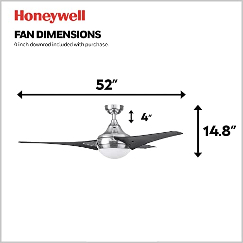 Honeywell Ceiling Fans Neyo – 52-in Indoor Fan – Contemporary Room Fan with Light and Remote Control – LED Ceiling Fan with High Performance Blades – Modern Ceiling Fan – Model 51803 (Brushed Nickel) | The Storepaperoomates Retail Market - Fast Affordable Shopping
