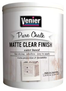 VENIER Pure Chalk Paint Matte Clear Finish – Surface Protection Paint – Water Based Acrylic Top Coat – Clear Matte Paint For Metal & Wood Furniture