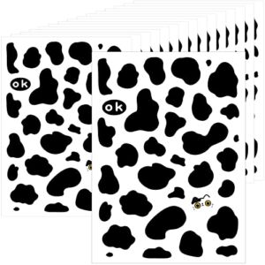600Pcs Cow Print Stickers, Self-Adhesive Wall Decals Vinyl Print, Black Waterproof Animal Stickers for Cow Themed Bathroom, Nursery, Bedroom and Living Room Wall Decor