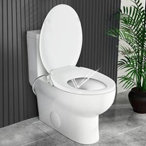 Bidet Toilet Seat Elongated, Rear & Frontal Wash Toilet Attachment with Self Cleaning Dual Nozzles, Non-Electric Adjust Water Pressure, Slow Close Toilet Cover, Non-Slip Bumpers, Easy to Install