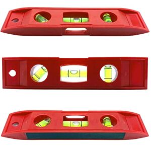 3 PCS Magnetic Torpedo Level, 6 Inch Bubble Level with 45°/90°/180° Bubbles, Shock Resistant Magnetic Level Tool for Measuring