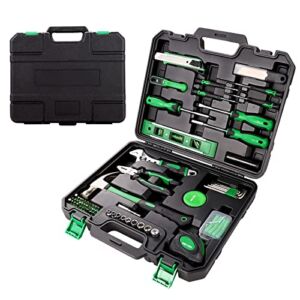 124 Pcs General Household Hand Tool Kit with Plastic Toolbox Storage Case, Essential Tool,MTS01H