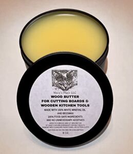 Wood Butter Cutting Board Wax – 8 oz – Conditioner for Butcher Block and Wooden Kitchen Tools. M@cy’s Place Food Grade Mineral Oil and Beeswax for Wooden Tools. Support Animal Rescue