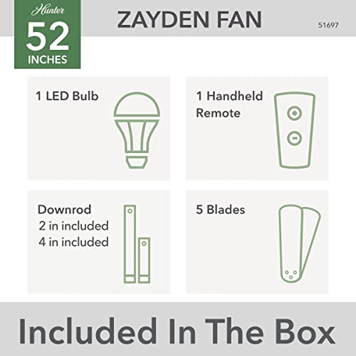 Hunter 52 inch Zayden Fresh White Ceiling Fan with LED Light Kit and Handheld Remote | The Storepaperoomates Retail Market - Fast Affordable Shopping