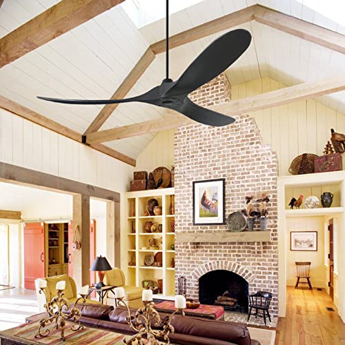 Wood Ceiling Fan Without Light, 52” Black Outdoor Ceiling Fan for Patio, Farmhouse Indoor Outdoor Large Ceiling Fan with Remote Control 6 Speed,1-8 Hours Timing Reversible Energy Efficient DC Motor(52 inch, Black Ceiling Fan) | The Storepaperoomates Retail Market - Fast Affordable Shopping