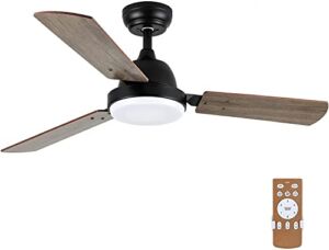 Simple Deluxe 44-inch Ceiling Fan with LED Light and Remote Control, 6-Speed Modes, 2 Rotating Modes , Timer,Noble Bronze