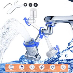 Rotating Faucet Extender Aerator 1080°+360° Universal Large Angle Robotic Arm Water Nozzle Swivel Faucet Extender , Bathroom Sink Faucet, Aerator Face Washing, Gargle and Eyewash Station
