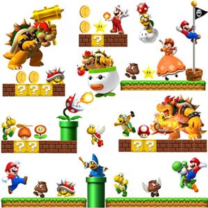 Super Mario Brothers Wall Decals Build a Scene Wall Stickers Peel and Stick Video Game Wall Art Decor Decals for Kids Boys Room Nursery Living Room and Door