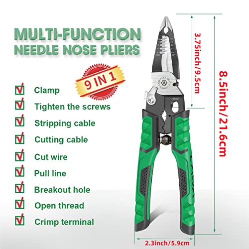 LAOA Electrician Pliers Needle Nose Pliers 9 in 1 Multifunctional for Clamping,Screwing,Wire Stripping,Cable Cutting,Wire Cutting,Wire Opening,Wire Splitting Hand Tools | The Storepaperoomates Retail Market - Fast Affordable Shopping