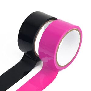 2 Rolls No Stick Static Tapes,Duct Tape Electrostatic Adsorption Tape No Glue No Hair Pulling No Sticky Residue 2 Inch x 50 Feet Black No Adhesive Electrostatic Tapes (Black&Rose)