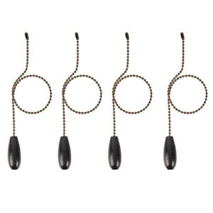 4 Pieces Ceiling Fan Chain Pulls Wooden Pull Chain Extension Pull Chain for Ceiling Light Lamp Fan Chain Orstarry (Black)