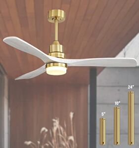 Sofucor 52 Inch Ceiling Fan With Light And Remote,Modern 3 Wood Blades With Dimmable Led Light,Outdoor Patio/Indoor Farmhouse Ceiling Fan,Reversible Dc Motor ,6-Speed,Timer