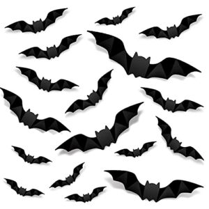 96PCS Halloween Decoration 3D Bats Wall Stickers 4 Different Sizes Realistic PVC Scary Bat Sticker DIY Halloween Window Door for Home Decoration Party Supplies