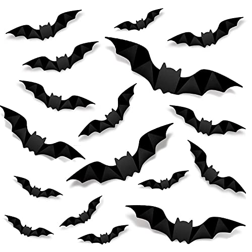 96PCS Halloween Decoration 3D Bats Wall Stickers 4 Different Sizes Realistic PVC Scary Bat Sticker DIY Halloween Window Door for Home Decoration Party Supplies | The Storepaperoomates Retail Market - Fast Affordable Shopping