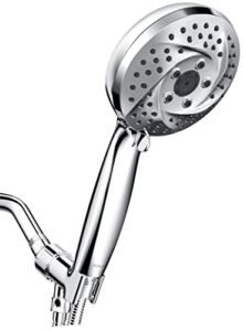 Shower Head with Handheld High Pressure – 6 Sprays Settings Anti-Clog Detachable & Removable Showerhead with 60 Inch Stainless Steel Hose and Adjustable Bracket Brass Joint – For Your Bathroom Upgrade