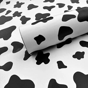 QIANGLIVE Black and White Spots Contact Paper Cow Printed Peel and Stick Wallpaper 17.7”x120” Self-Adhesive Cute Wallpapers Vinyl White Black Decals for Walls Bedroom Living Room Nurseryls