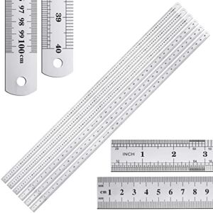 6 Pieces Large Stainless Steel Ruler Metal Yard Stick Rule Measuring 1 Metre Meter 40 Inch/ 100 cm Measure Straight Edge