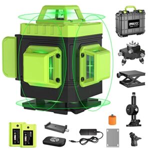 IMAYCC Laser Level, 4×360° Self Leveling Laser Level, Four Plane 16 Line Lasers, 4D Green Beam Leveling and Alignment Laser Tool