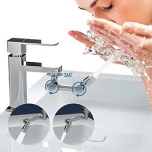 1080° Rotating Extension Faucet Aerator, Splash Faucet Sprayer Aerator, Swivel Faucet Extender for Bathroom & Kitchen Sink with 2 Water Outlet Modes